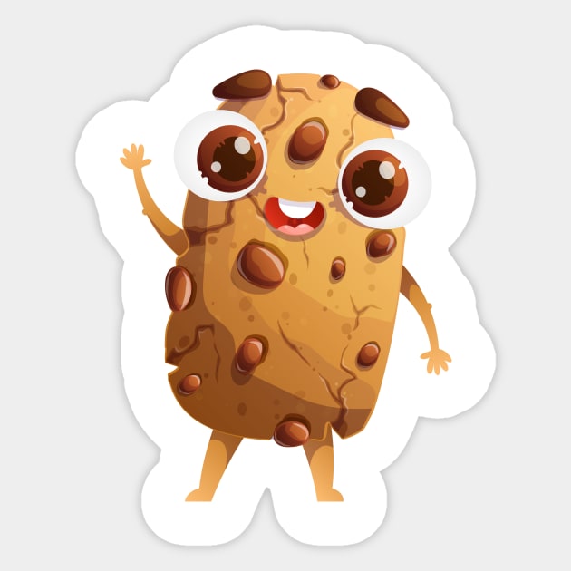 Happy character cute traditional chocolate chip cookies Sticker by Javvani